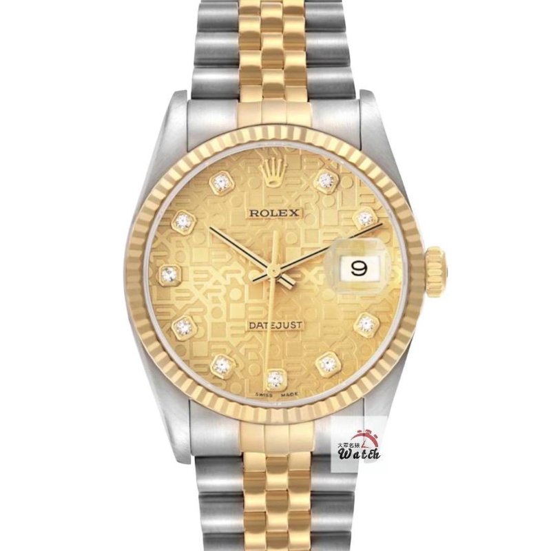 【大眾名錶】ROLEX 勞力士16233 Datejust 蠔式日誌DJ36 新包台 金色十鑽紀念面盤 大眾名錶G310-0