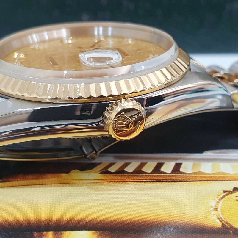 【大眾名錶】ROLEX 勞力士16233 Datejust 蠔式日誌DJ36 新包台 金色十鑽紀念面盤 大眾名錶G310-6