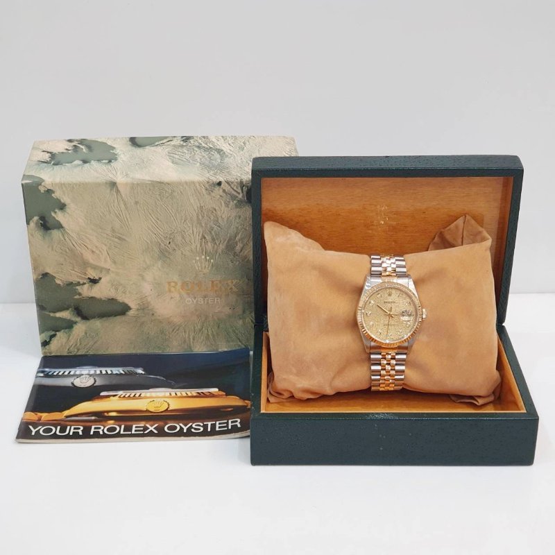 【大眾名錶】ROLEX 勞力士16233 Datejust 蠔式日誌DJ36 新包台 金色十鑽紀念面盤 大眾名錶G310-9