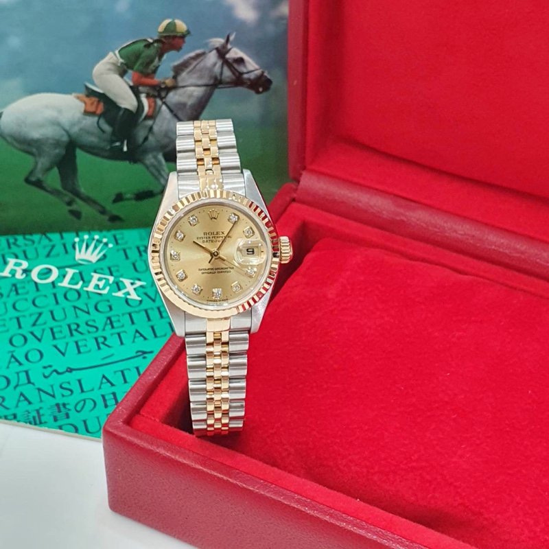 【大眾名錶】ROLEX 勞力士 79173 Datejust 蠔式日誌 蠔式女錶 新包台 金色十鑽面盤 大眾名錶G311-1
