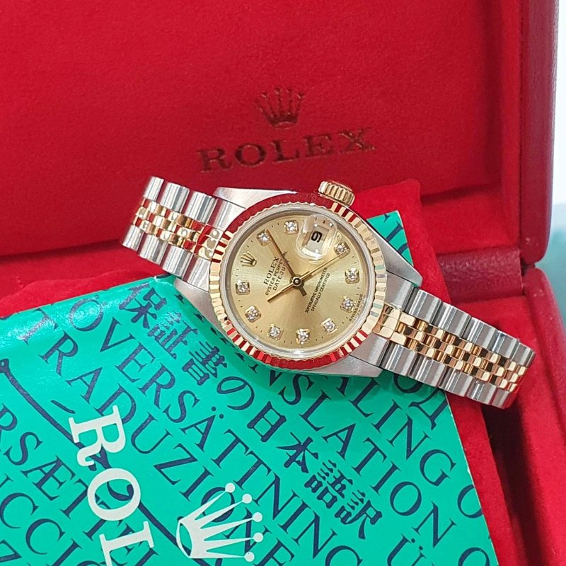 【大眾名錶】ROLEX 勞力士 79173 Datejust 蠔式日誌 蠔式女錶 新包台 金色十鑽面盤 大眾名錶G311-2