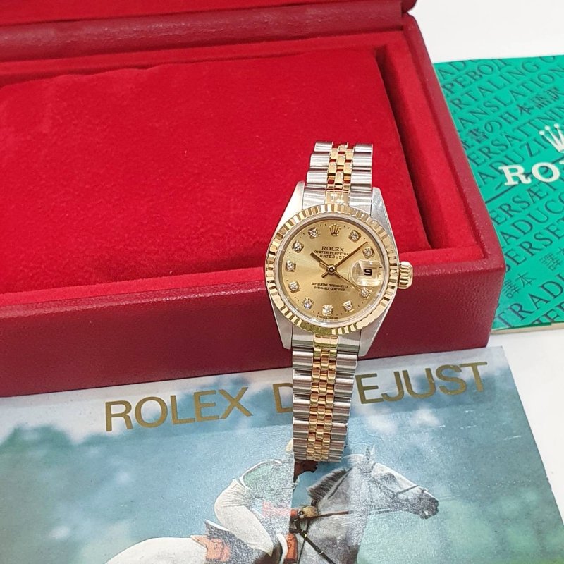 【大眾名錶】ROLEX 勞力士 79173 Datejust 蠔式日誌 蠔式女錶 新包台 金色十鑽面盤 大眾名錶G311-3