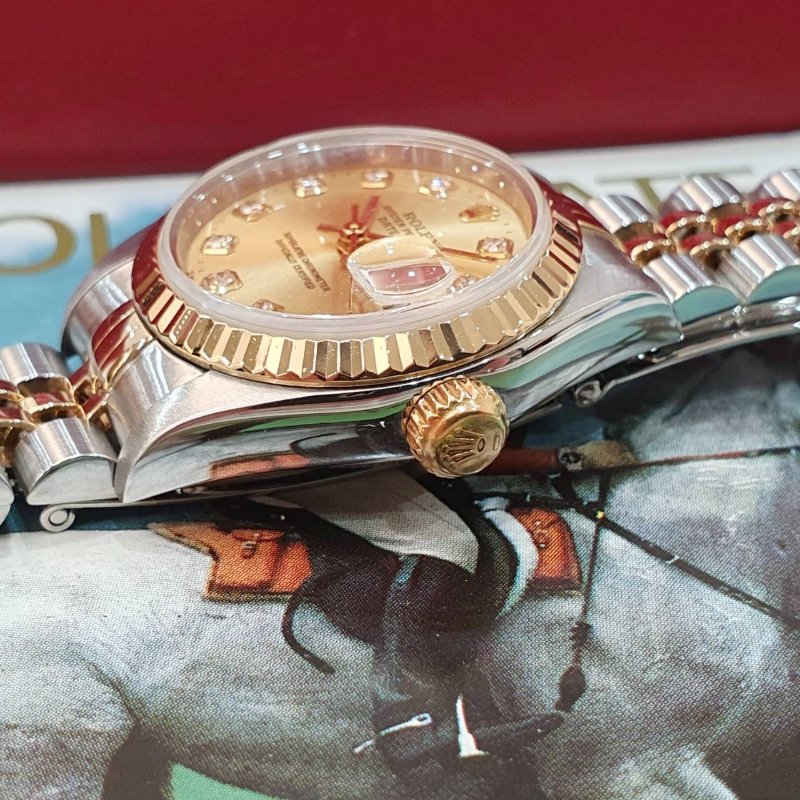 【大眾名錶】ROLEX 勞力士 79173 Datejust 蠔式日誌 蠔式女錶 新包台 金色十鑽面盤 大眾名錶G311-6