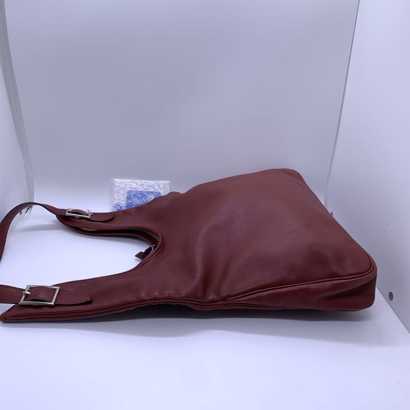 Hermes愛馬仕 Massai Hobo挎包 框K刻 酒紅色-21