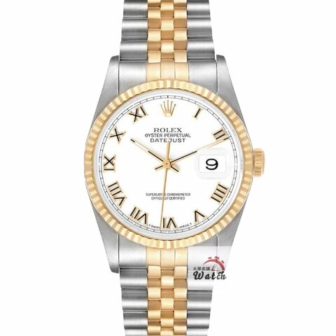【大眾名錶】ROLEX勞力士16233 Datejust 蠔式日誌 白色面盤 羅馬時標 錶徑36mm 大眾名錶B1351