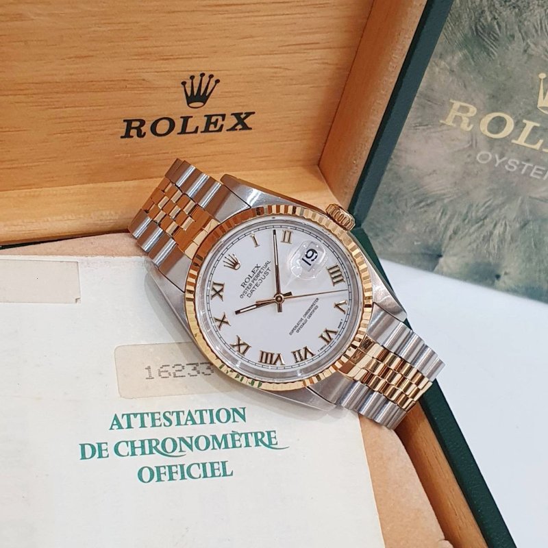 【大眾名錶】ROLEX勞力士16233 Datejust 蠔式日誌 白色面盤 羅馬時標 錶徑36mm 大眾名錶B1351-1