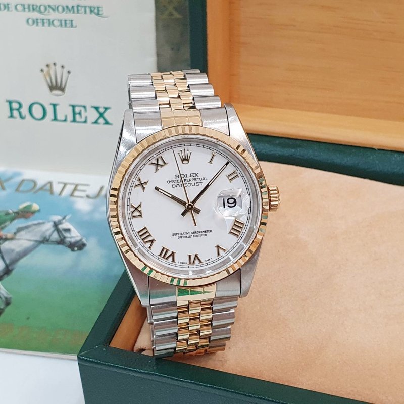 【大眾名錶】ROLEX勞力士16233 Datejust 蠔式日誌 白色面盤 羅馬時標 錶徑36mm 大眾名錶B1351-2