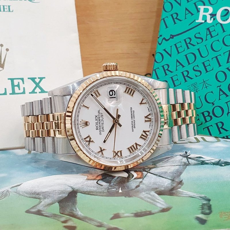 【大眾名錶】ROLEX勞力士16233 Datejust 蠔式日誌 白色面盤 羅馬時標 錶徑36mm 大眾名錶B1351-3
