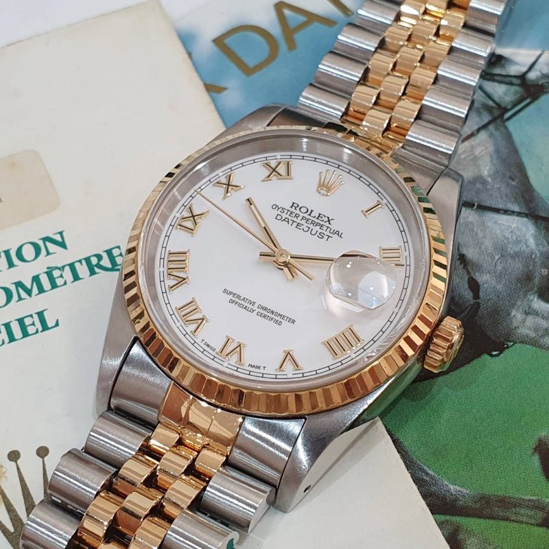 【大眾名錶】ROLEX勞力士16233 Datejust 蠔式日誌 白色面盤 羅馬時標 錶徑36mm 大眾名錶B1351-5