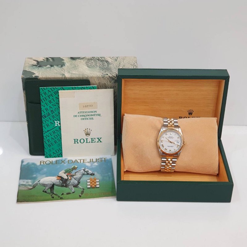 【大眾名錶】ROLEX勞力士16233 Datejust 蠔式日誌 白色面盤 羅馬時標 錶徑36mm 大眾名錶B1351-9