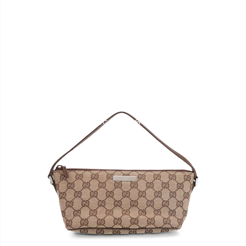 Gucci GG Monogram棕色皮革船型手拿包-5