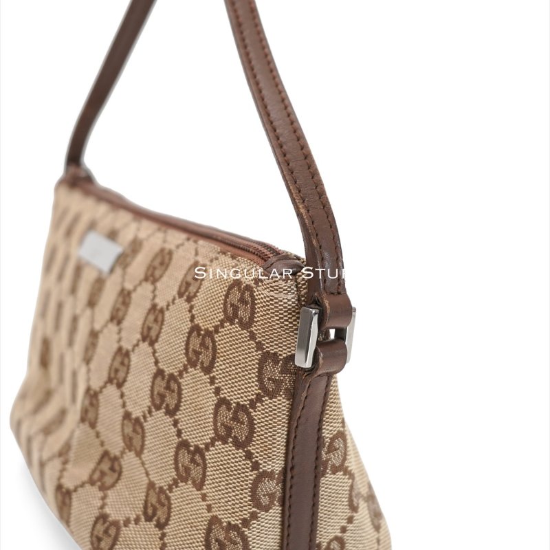 Gucci GG Monogram棕色皮革船型手拿包-7