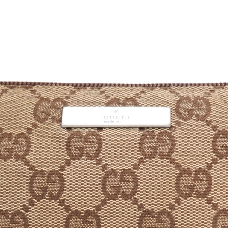 Gucci GG Monogram棕色皮革船型手拿包-11