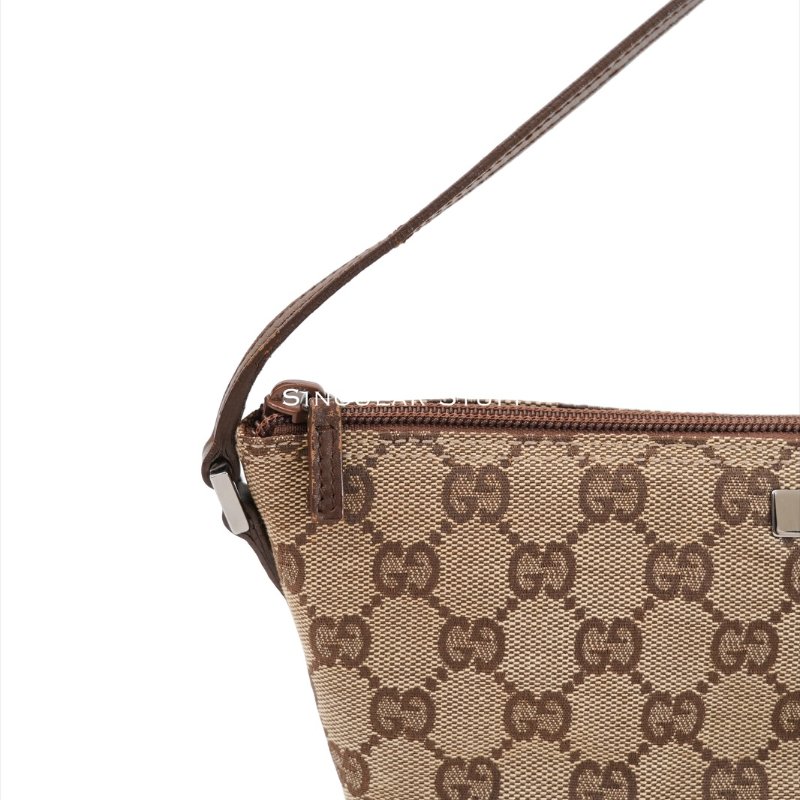 Gucci GG Monogram棕色皮革船型手拿包-12