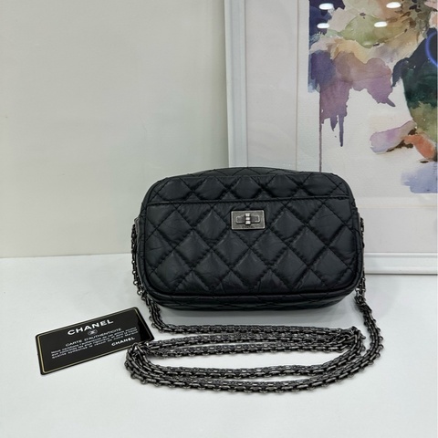 Chanel 香奈兒 2.55 黑銀相機包 25開