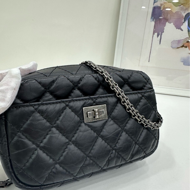 Chanel 香奈兒 2.55 黑銀相機包 25開-6