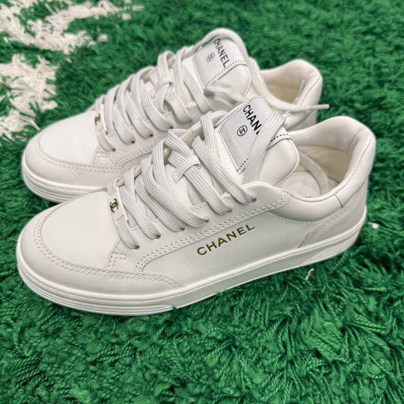 Chanel 香奈兒 金標小白鞋 37.5碼-0