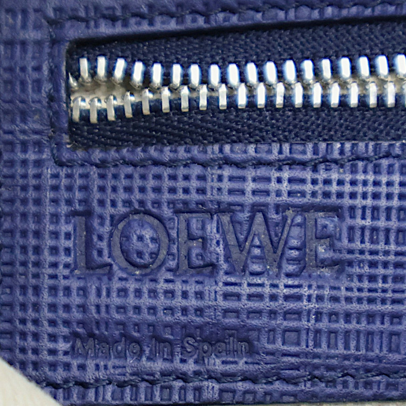 深藍色 牛皮 手提包 缺背帶【LOEWE 羅威】 358.17.L28-5
