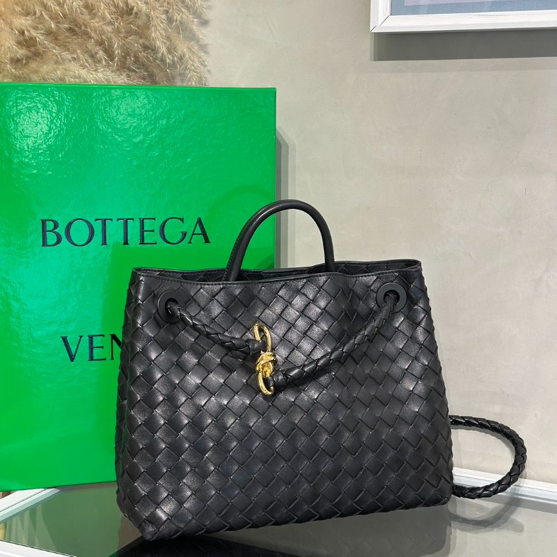 BOTTEGA VENETA Andiamo編織單肩包 - 中號黑金-2