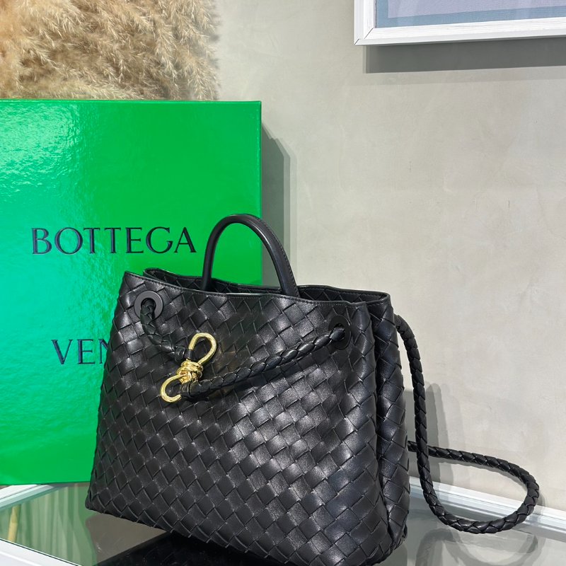 BOTTEGA VENETA Andiamo編織單肩包 - 中號黑金-3
