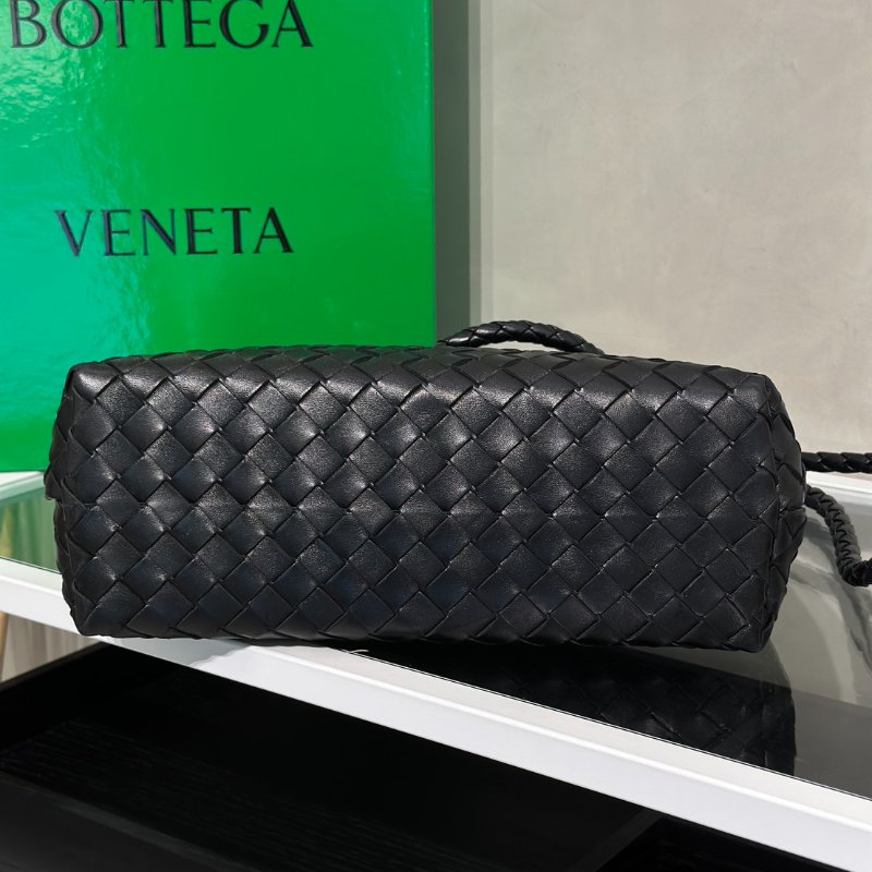 BOTTEGA VENETA Andiamo編織單肩包 - 中號黑金-5