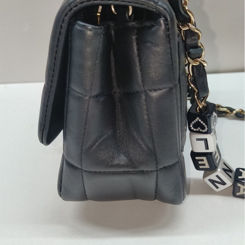 Chanel 黑金冰格骰子鏈條方胖子 芯片款-2