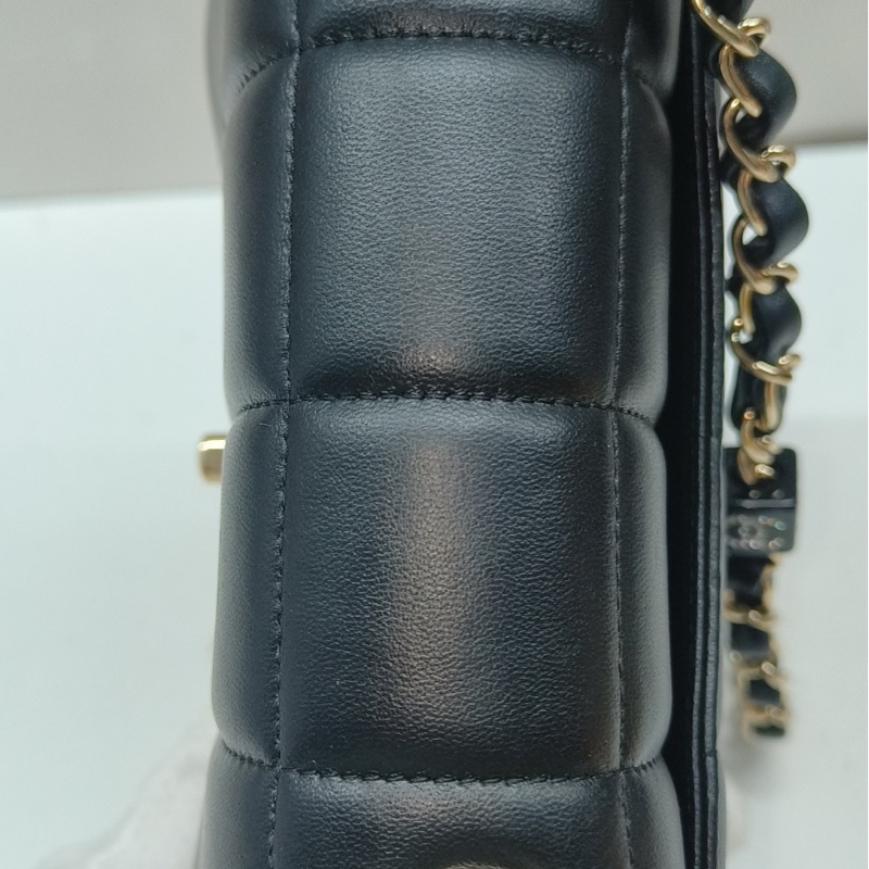 Chanel 黑金冰格骰子鏈條方胖子 芯片款-6