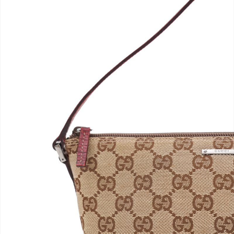 Gucci GG Monogram紅色皮革船型手拿包-4