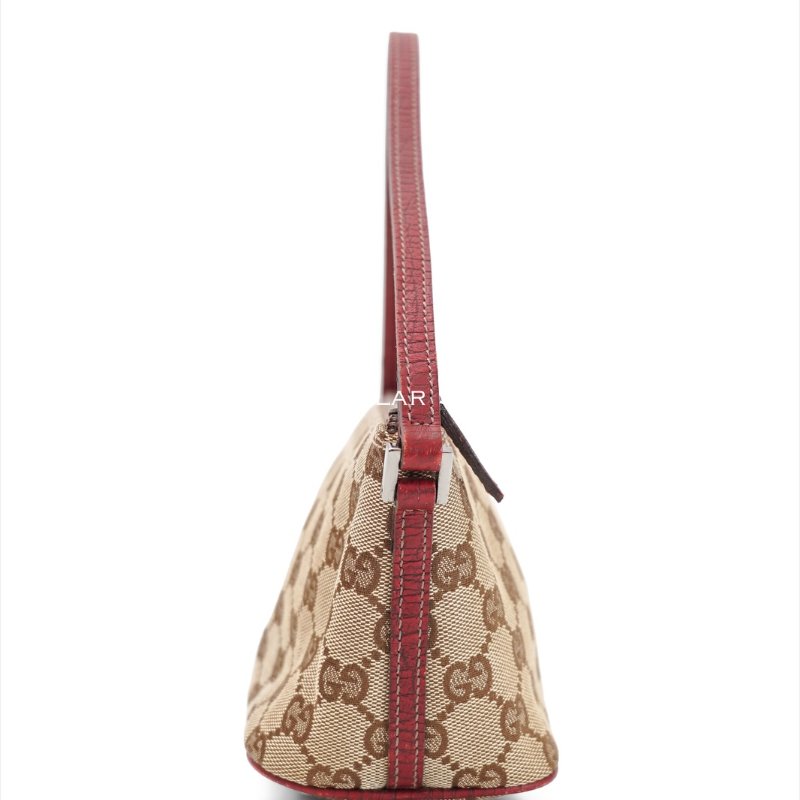 Gucci GG Monogram紅色皮革船型手拿包-7