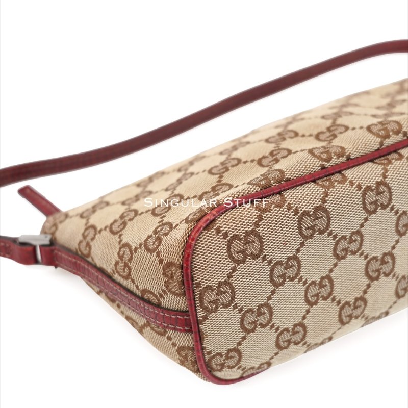 Gucci GG Monogram紅色皮革船型手拿包-18