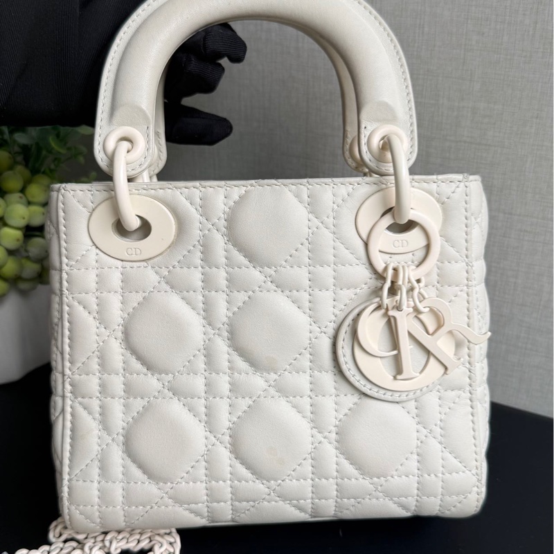 Dior/迪奧 霧面白三格戴妃包,編碼 2019 年-1