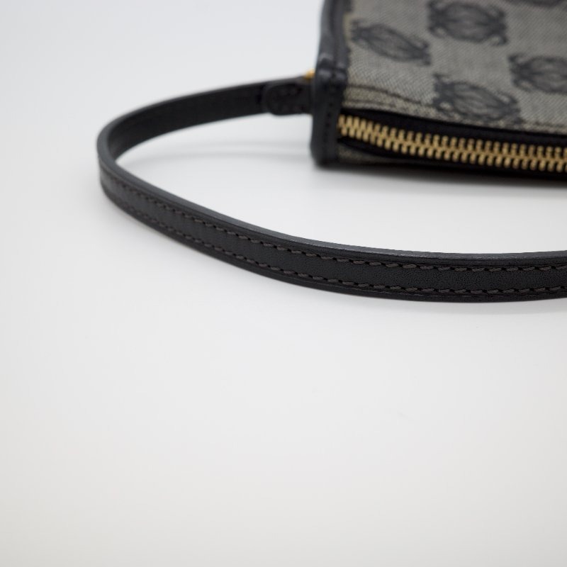 Loewe 羅威 小中古 鎖頭 經典花紋 帆布 藍黑色 麻將包 手提包-6