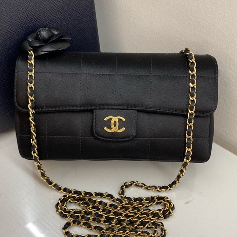 Chanel 香奈兒 冰格MiniCF綢緞帶山茶花金扣 鐳射13開絕版美物 極品成色