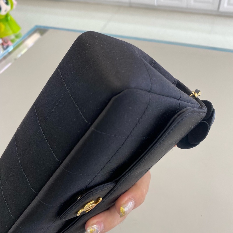 Chanel 香奈兒 冰格MiniCF綢緞帶山茶花金扣 鐳射13開絕版美物 極品成色-11