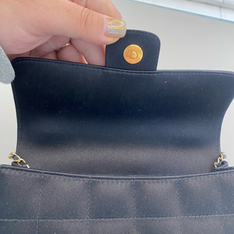 Chanel 香奈兒 冰格MiniCF綢緞帶山茶花金扣 鐳射13開絕版美物 極品成色-13