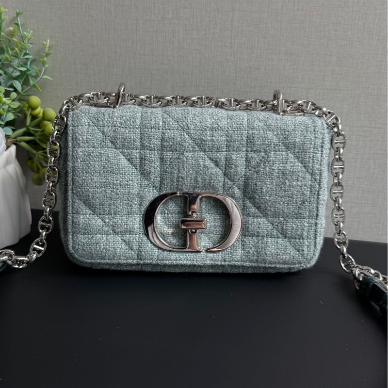 Dior/迪奧 Caro 系列 新款綠色 菱格紋/藤格紋 鏈條斜背包 小號,編碼 2022 年。-0