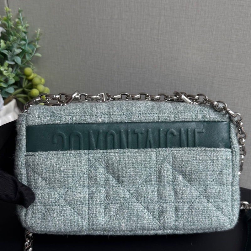 Dior/迪奧 Caro 系列 新款綠色 菱格紋/藤格紋 鏈條斜背包 小號,編碼 2022 年。-3