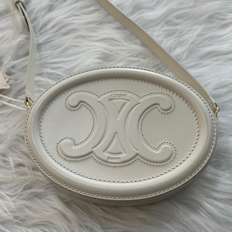 Celine 白色 月餅包 斜跨包 附防塵袋-2
