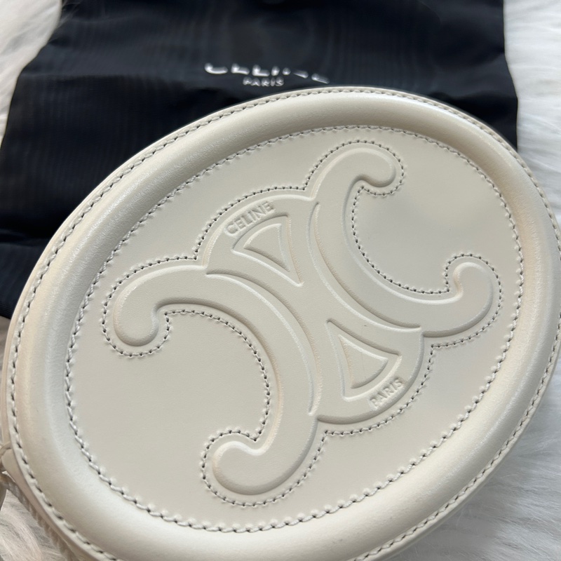 Celine 白色 月餅包 斜跨包 附防塵袋-5