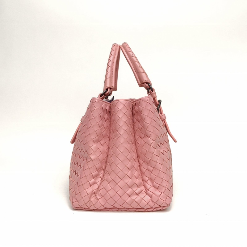BOTTEGA VENETA Roma羅馬包小號粉色牛皮鎢鋼扣肩背包-1