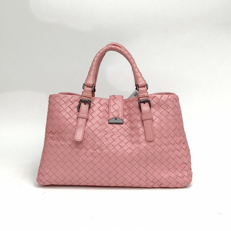 BOTTEGA VENETA Roma羅馬包小號粉色牛皮鎢鋼扣肩背包-2