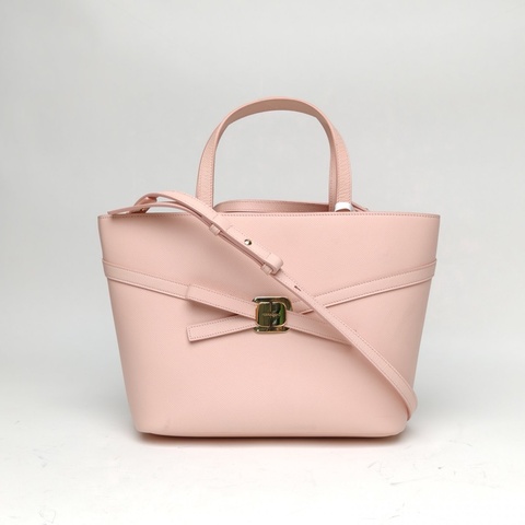 FERRAGAMO 粉色牛皮蝴蝶結手提斜挎托特包