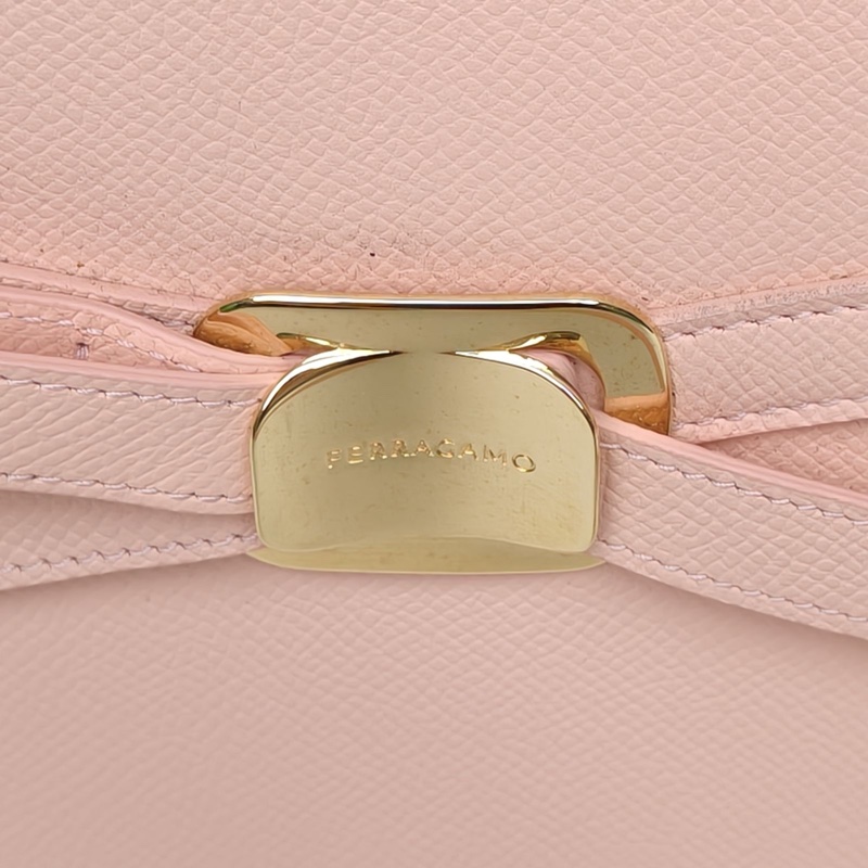 FERRAGAMO 粉色牛皮蝴蝶結手提斜挎托特包-4