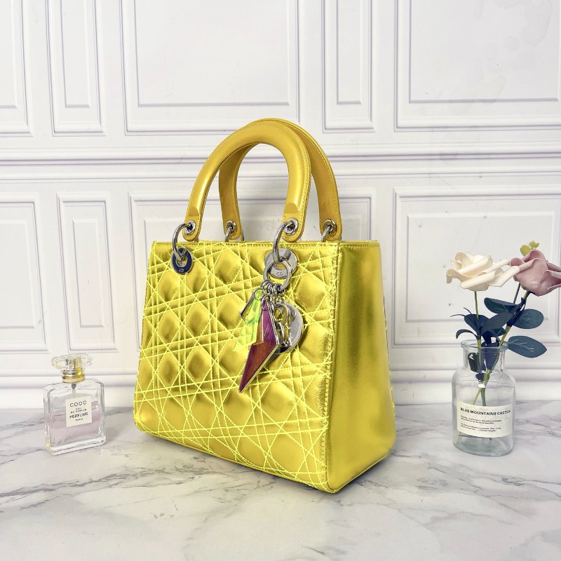 Dior Lady限定金色五格黛妃包 肩背手提包 24×20×12 99新配件塵袋-2