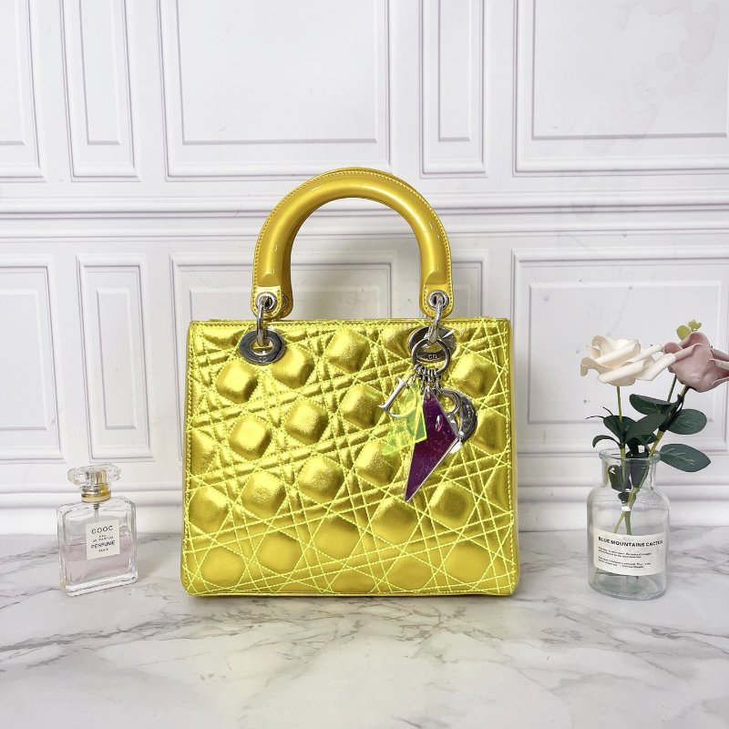Dior Lady限定金色五格黛妃包 肩背手提包 24×20×12 99新配件塵袋-3
