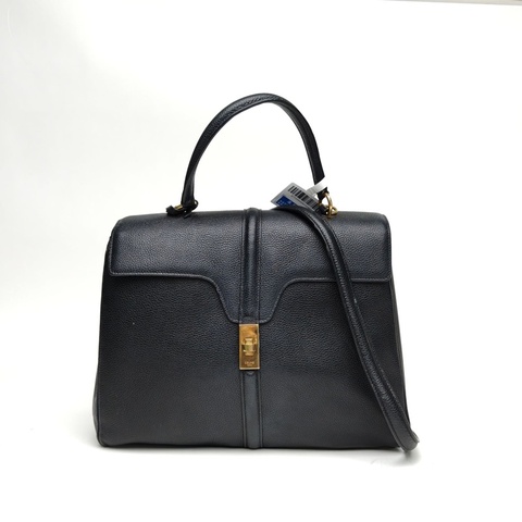 CELINE 黑色牛皮Soft16中號32手提斜跨包