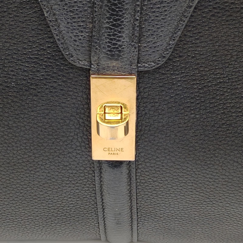 CELINE 黑色牛皮Soft16中號32手提斜跨包-4
