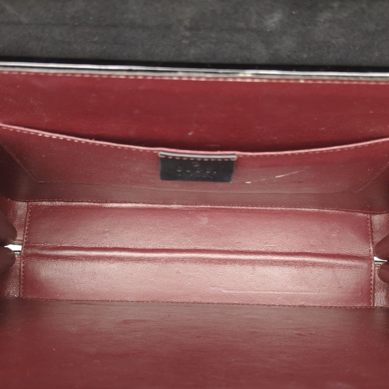 GUCCI 黑色漆皮金扣Sylvie鏈條盒子手提鏈條包-4