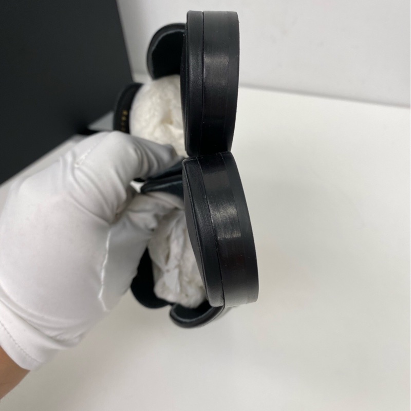 未使用 Chanel香奈兒珍珠黑色羊皮穆勒鞋 半拖40碼 柔軟小羊皮-6