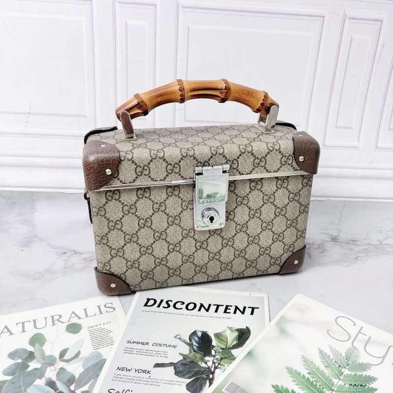 Gucci globe trotter秀款復古竹節小硬箱 化妝箱 24X9X16 98新配件肩帶 鑰匙 塵袋-3